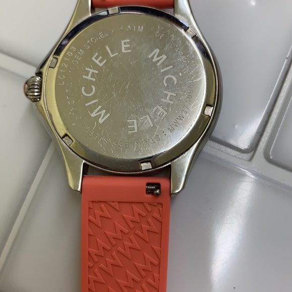 Michele rubber band crystal studs watch authentic